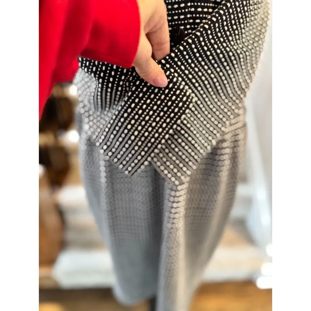 NWT Ann Taylor LOFT Textured Midi Dress Black White • Work Casual Size L - Picture 4 of 8